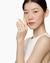 Sculpted Cable Pinky Ring in 18K White Gold with Diamonds, 13mm